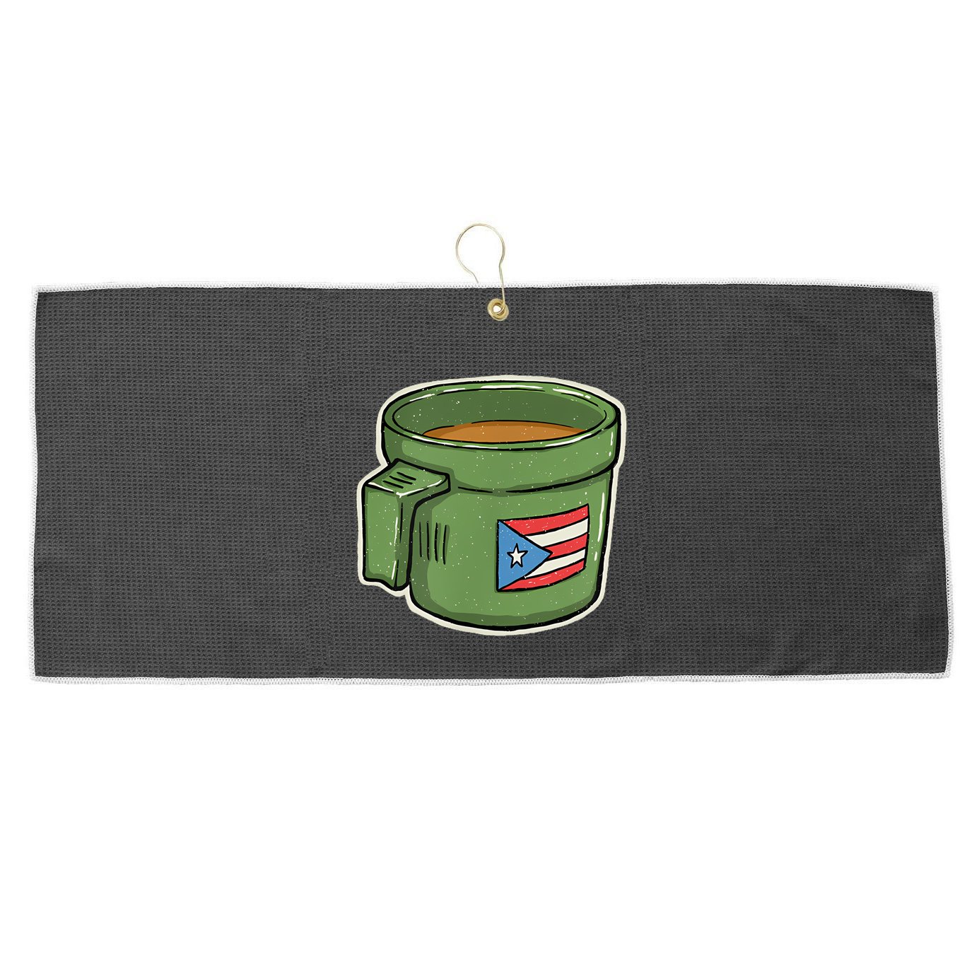 Tacita De Mantequilla Cafe Puerto Rico Bandera Boricua Large Microfiber Waffle Golf Towel