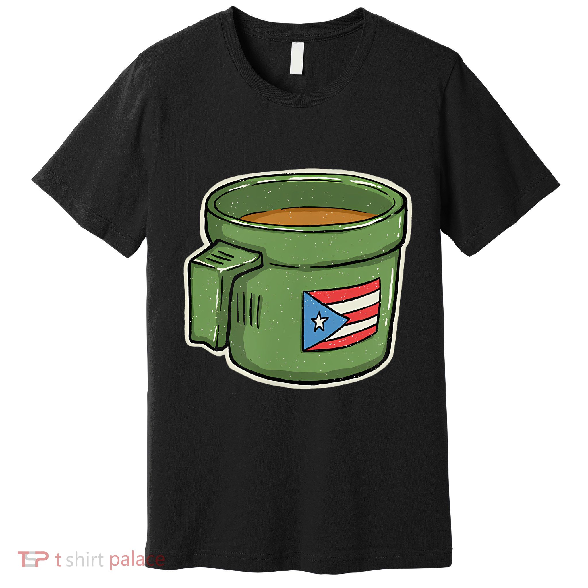 Tacita De Mantequilla Cafe Puerto Rico Bandera Boricua Premium T-Shirt
