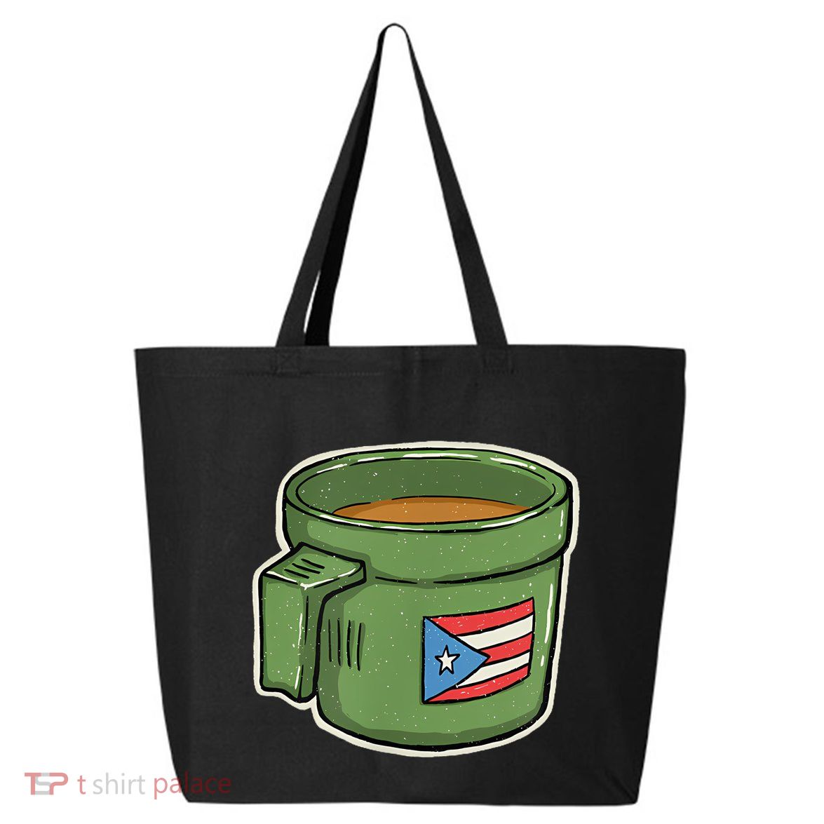Tacita De Mantequilla Cafe Puerto Rico Bandera Boricua 25L Jumbo Tote