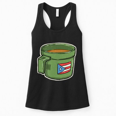 Tacita De Mantequilla Cafe Puerto Rico Bandera Boricua Womens Tank Top