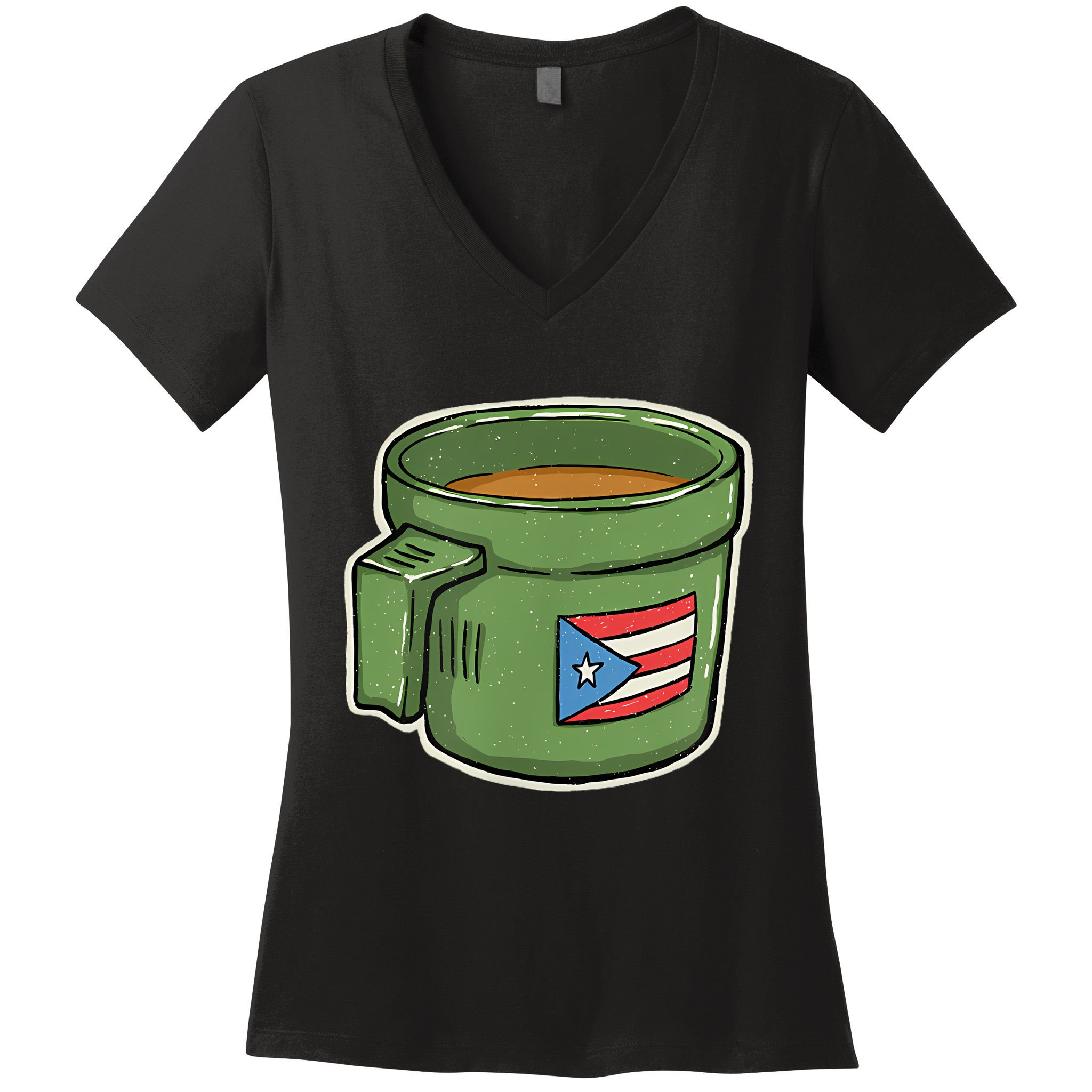 Tacita De Mantequilla Cafe Puerto Rico Bandera Boricua Women's V-Neck T-Shirt
