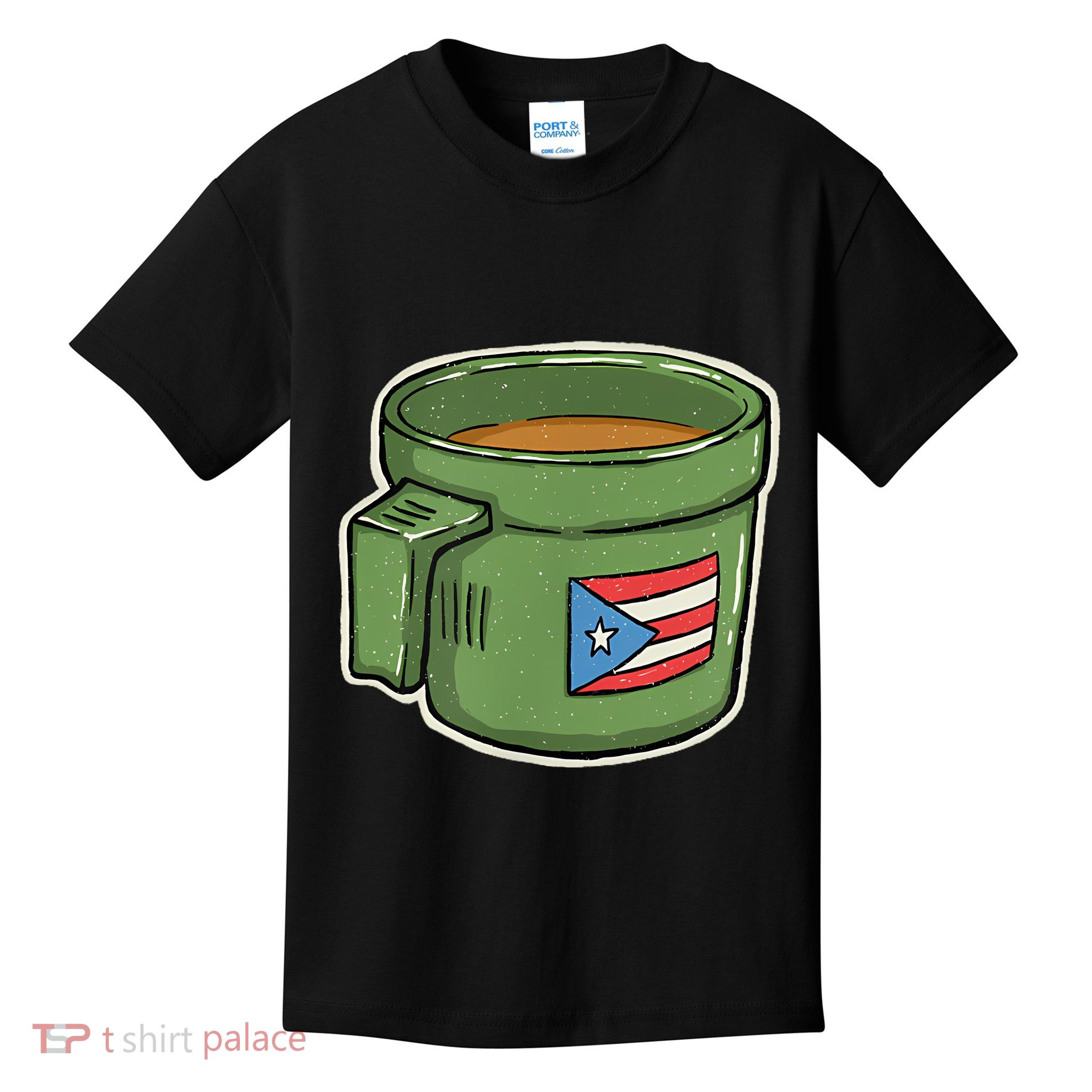 Tacita De Mantequilla Cafe Puerto Rico Bandera Boricua Kids T-Shirt