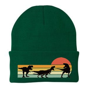 Trex Dinosaur March Retro Sunset Knit Cap Winter Beanie