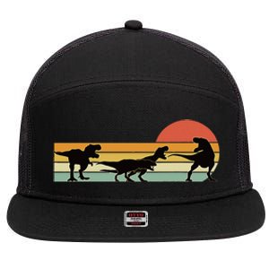 Trex Dinosaur March Retro Sunset 7 Panel Mesh Trucker Snapback Hat