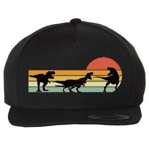 Trex Dinosaur March Retro Sunset Wool Snapback Cap