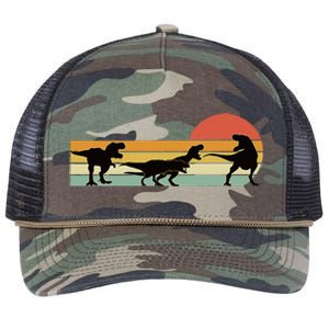 Trex Dinosaur March Retro Sunset Retro Rope Trucker Hat Cap