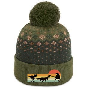 Trex Dinosaur March Retro Sunset The Baniff Cuffed Pom Beanie