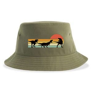 Trex Dinosaur March Retro Sunset Sustainable Bucket Hat