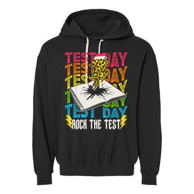 Testing Day Motivational School Teacher Rock The Test Day Garment-Dyed Fleece Hoodie