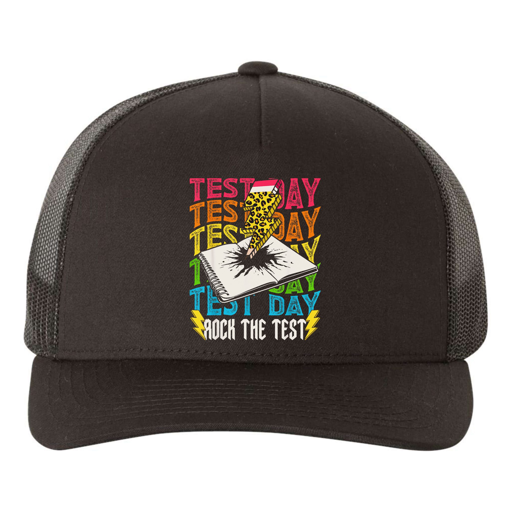 Testing Day Motivational School Teacher Rock The Test Day Yupoong Adult 5-Panel Trucker Hat