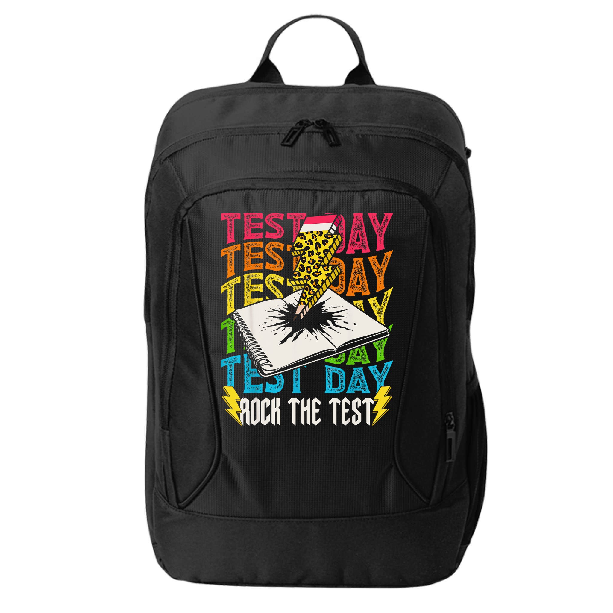 Testing Day Motivational School Teacher Rock The Test Day City Backpack
