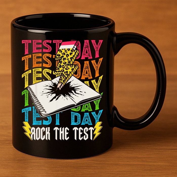 Testing Day Motivational School Teacher Rock The Test Day 11oz C Handle Ceramic Mug