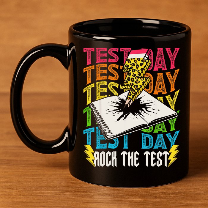 Testing Day Motivational School Teacher Rock The Test Day 11oz C Handle Ceramic Mug