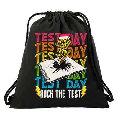 Testing Day Motivational School Teacher Rock The Test Day Drawstring Bag