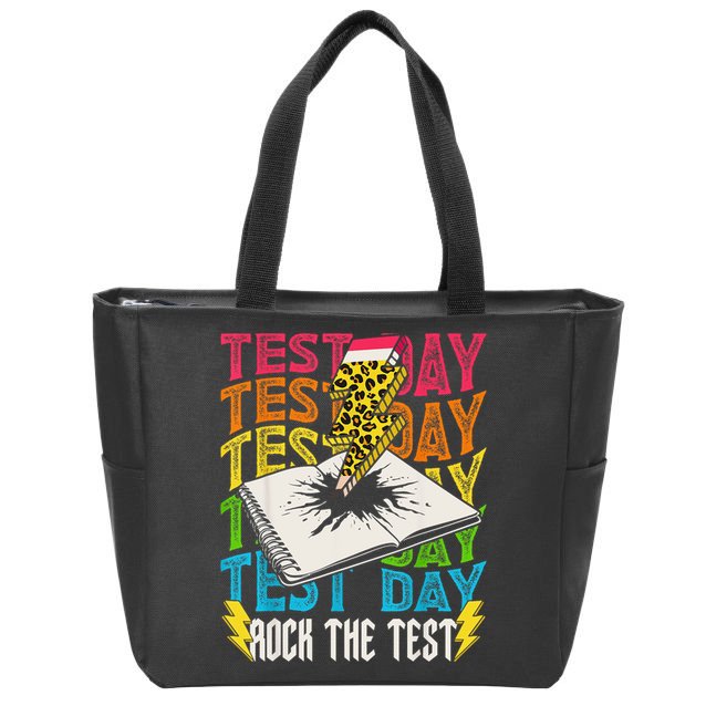 Testing Day Motivational School Teacher Rock The Test Day Zip Tote Bag