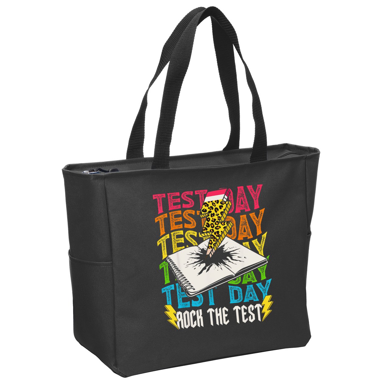 Testing Day Motivational School Teacher Rock The Test Day Zip Tote Bag