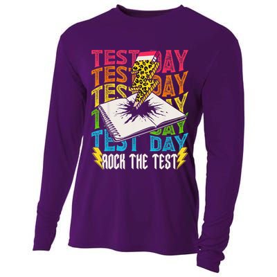 Testing Day Motivational School Teacher Rock The Test Day Cooling Performance Long Sleeve Crew