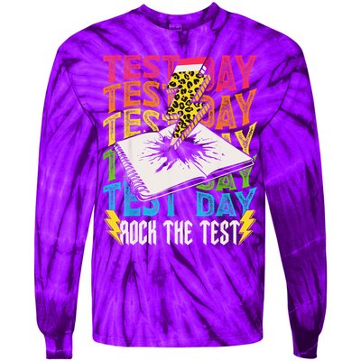 Testing Day Motivational School Teacher Rock The Test Day Tie-Dye Long Sleeve Shirt