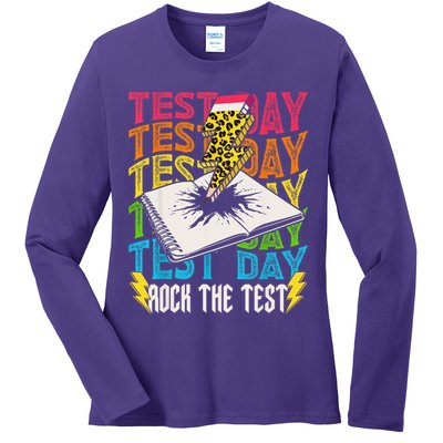 Testing Day Motivational School Teacher Rock The Test Day Ladies Long Sleeve Shirt