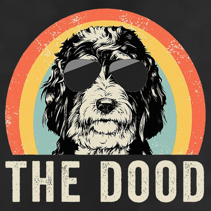 The Dood Mom Bernedoodle Doodle Dog Dad 7 Panel Mesh Trucker Snapback Hat