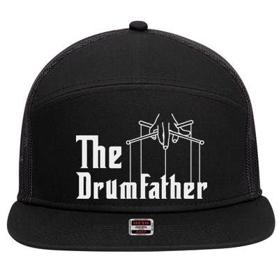 The Drumfather Musician Percussion Instrument Player Drummer 7 Panel Mesh Trucker Snapback Hat
