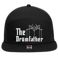 The Drumfather Musician Percussion Instrument Player Drummer 7 Panel Mesh Trucker Snapback Hat