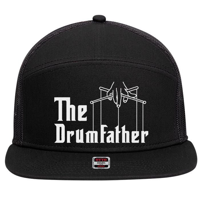 The Drumfather Musician Percussion Instrument Player Drummer 7 Panel Mesh Trucker Snapback Hat