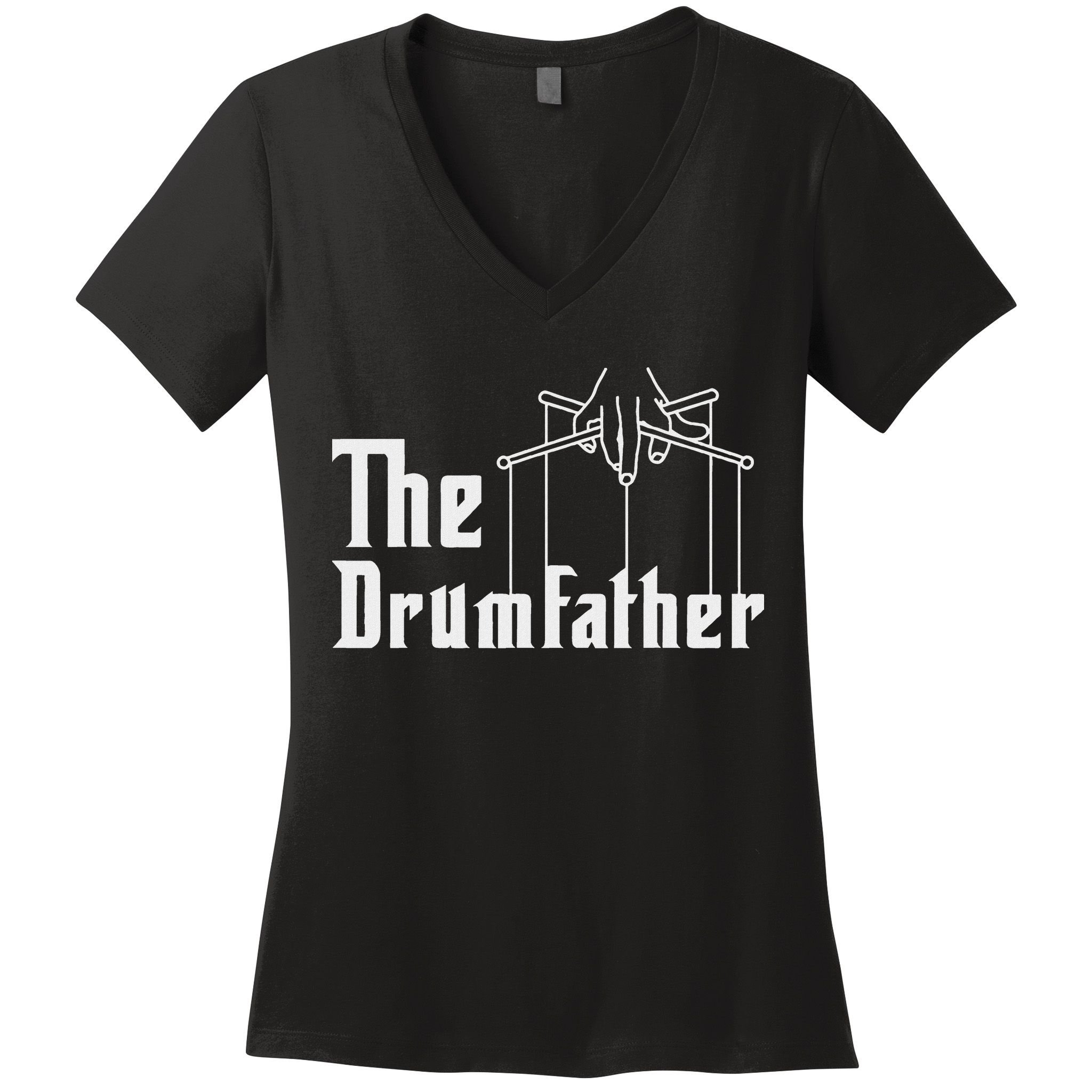 The Drumfather Musician Percussion Instrument Player Drummer Women's V-Neck T-Shirt