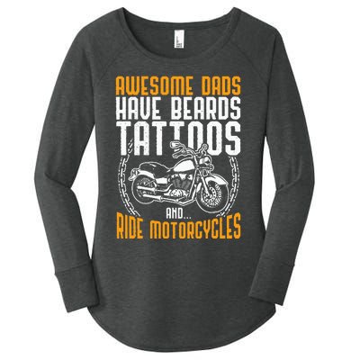 Tattooed Dad Motorcycle Fathers Day Gift Funny Tattoo Women's Perfect Tri Tunic Long Sleeve Shirt