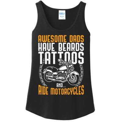 Tattooed Dad Motorcycle Fathers Day Gift Funny Tattoo Ladies Essential Tank