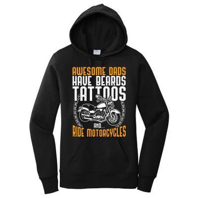 Tattooed Dad Motorcycle Fathers Day Gift Funny Tattoo Women's Pullover Hoodie