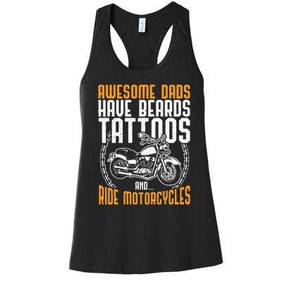 Tattooed Dad Motorcycle Fathers Day Gift Funny Tattoo Women's Racerback Tank