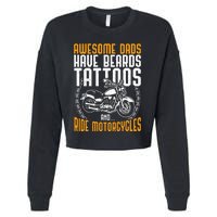 Tattooed Dad Motorcycle Fathers Day Gift Funny Tattoo Cropped Pullover Crew