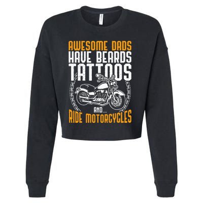 Tattooed Dad Motorcycle Fathers Day Gift Funny Tattoo Cropped Pullover Crew