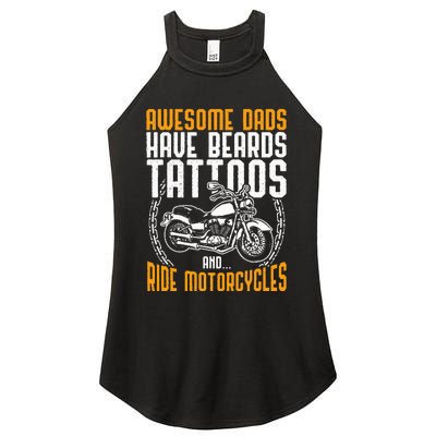 Tattooed Dad Motorcycle Fathers Day Gift Funny Tattoo Women's Perfect Tri Rocker Tank