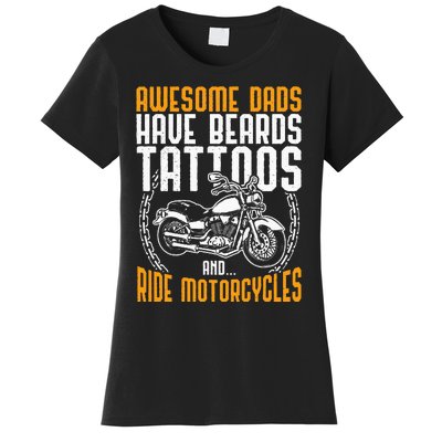 Tattooed Dad Motorcycle Fathers Day Gift Funny Tattoo Women's T-Shirt