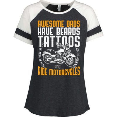 Tattooed Dad Motorcycle Fathers Day Gift Funny Tattoo Enza Ladies Jersey Colorblock Tee