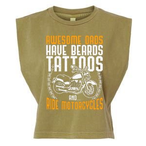 Tattooed Dad Motorcycle Fathers Day Gift Funny Tattoo Garment-Dyed Women's Muscle Tee