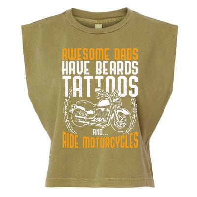 Tattooed Dad Motorcycle Fathers Day Gift Funny Tattoo Garment-Dyed Women's Muscle Tee