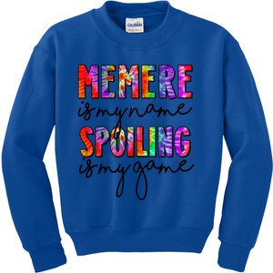 Tie Dye Memere Is My Name Spoiling Is My Game Mothers Day Gift Kids Sweatshirt