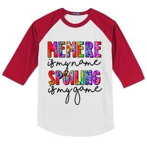 Tie Dye Memere Is My Name Spoiling Is My Game Mothers Day Gift Kids Colorblock Raglan Jersey