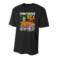 Turkey Dino Monster Truck Thanksgiving Turkeysaurus Rex Youth Performance Sprint T-Shirt