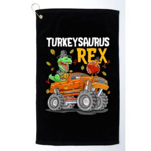 Turkey Dino Monster Truck Thanksgiving Turkeysaurus Rex Platinum Collection Golf Towel