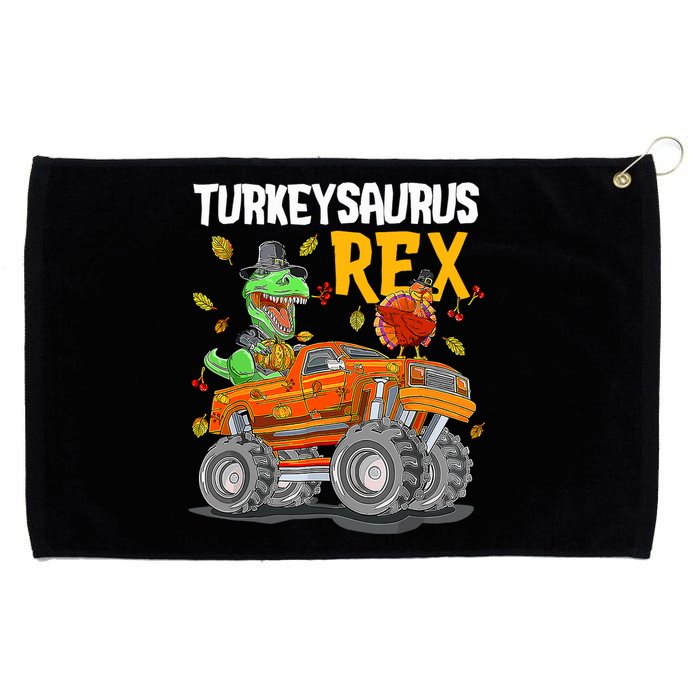 Turkey Dino Monster Truck Thanksgiving Turkeysaurus Rex Grommeted Golf Towel