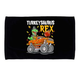 Turkey Dino Monster Truck Thanksgiving Turkeysaurus Rex Microfiber Hand Towel