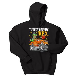 Turkey Dino Monster Truck Thanksgiving Turkeysaurus Rex Kids Hoodie