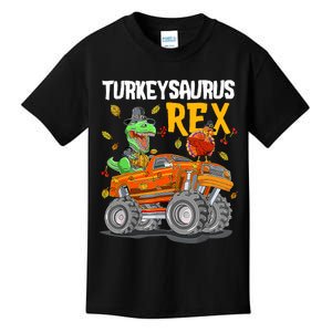 Turkey Dino Monster Truck Thanksgiving Turkeysaurus Rex Kids T-Shirt