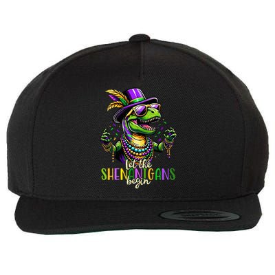 Trex Dinosaur Mardi Gras Costume Let The Shenanigans Begin Wool Snapback Cap