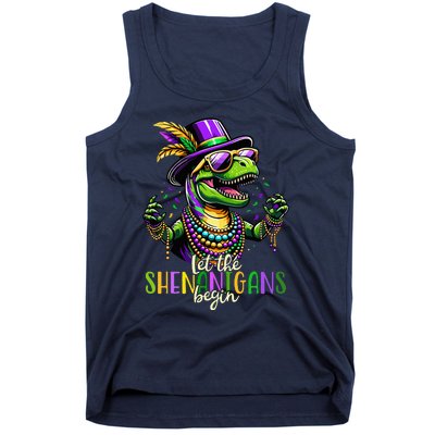 Trex Dinosaur Mardi Gras Costume Let The Shenanigans Begin Tank Top