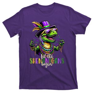 Trex Dinosaur Mardi Gras Costume Let The Shenanigans Begin T-Shirt